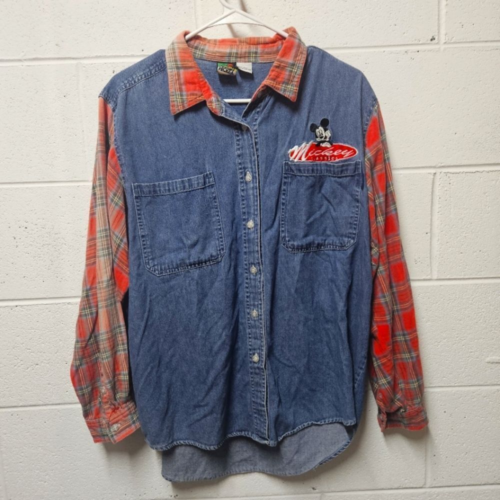 Womens Vintage MICKEY Jean/flannel Shirt Size Large